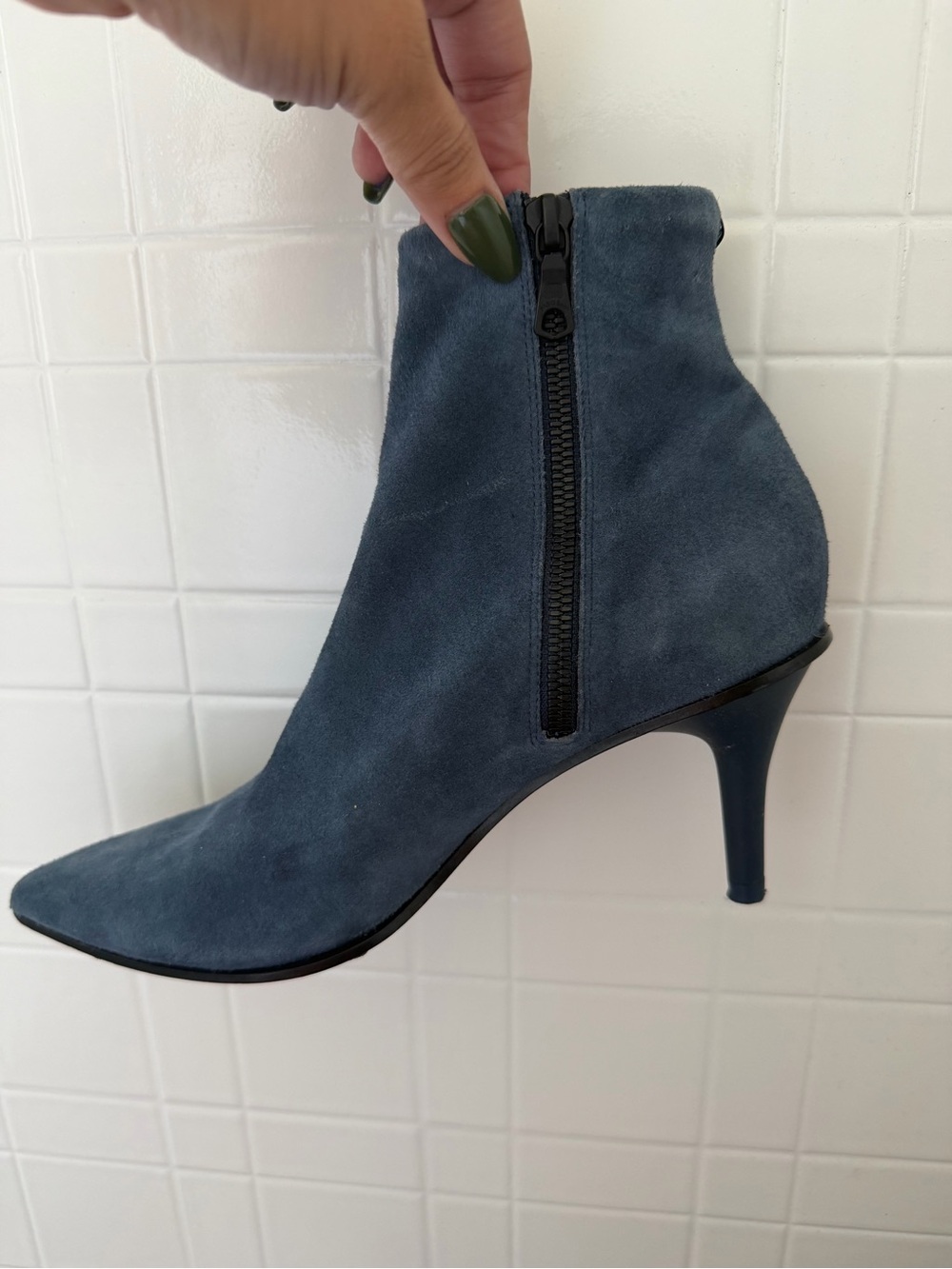 rag & bone beha stretch bootie Navy Suede Pointed Ankle Booties 36.5